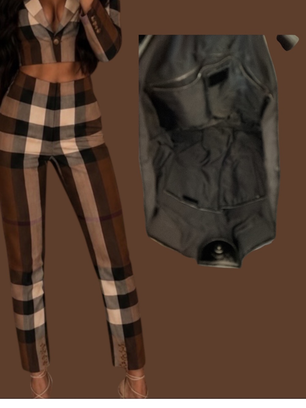 Burberry Black and Brown Check Tote - Picture 2 of 4